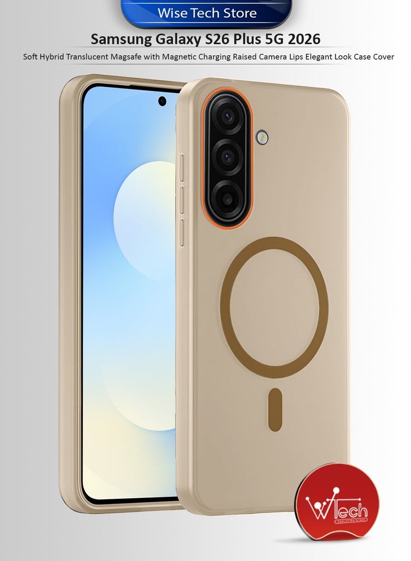 دبليو تيك غطاء هاتف سامسونج جالاكسي S26 بلس 5G 2026 هجين شفاف مع ماجسيف وشحن مغناطيسي وحواف مرتفعة للكاميرا بمظهر أنيق - بني (MCMPMN) - Image 1